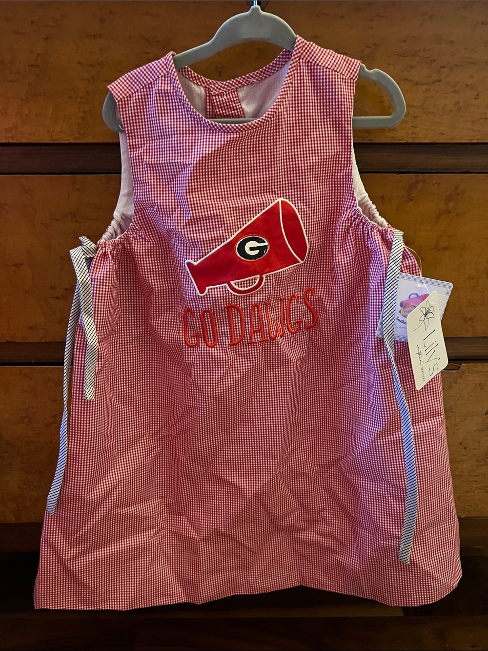 Kids Red Gingham 'Go Dawgs' Cheer Jumper